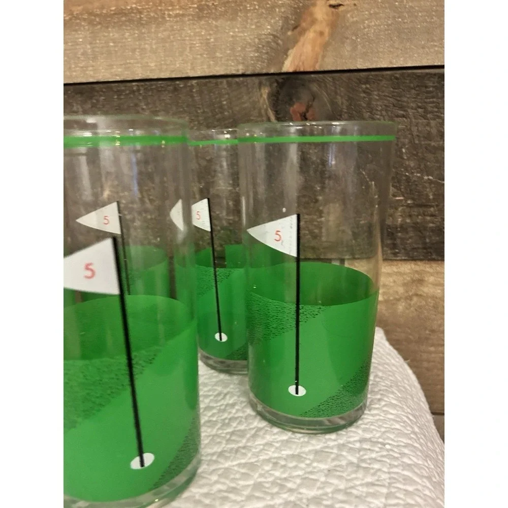 Vintage‎ STOTTER (5) Plastic Drinking Glasses Golf Course Design Dishwasher Safe